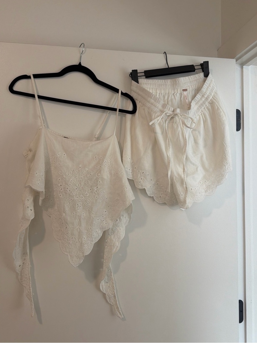 Free People White Embroidered Lace Set